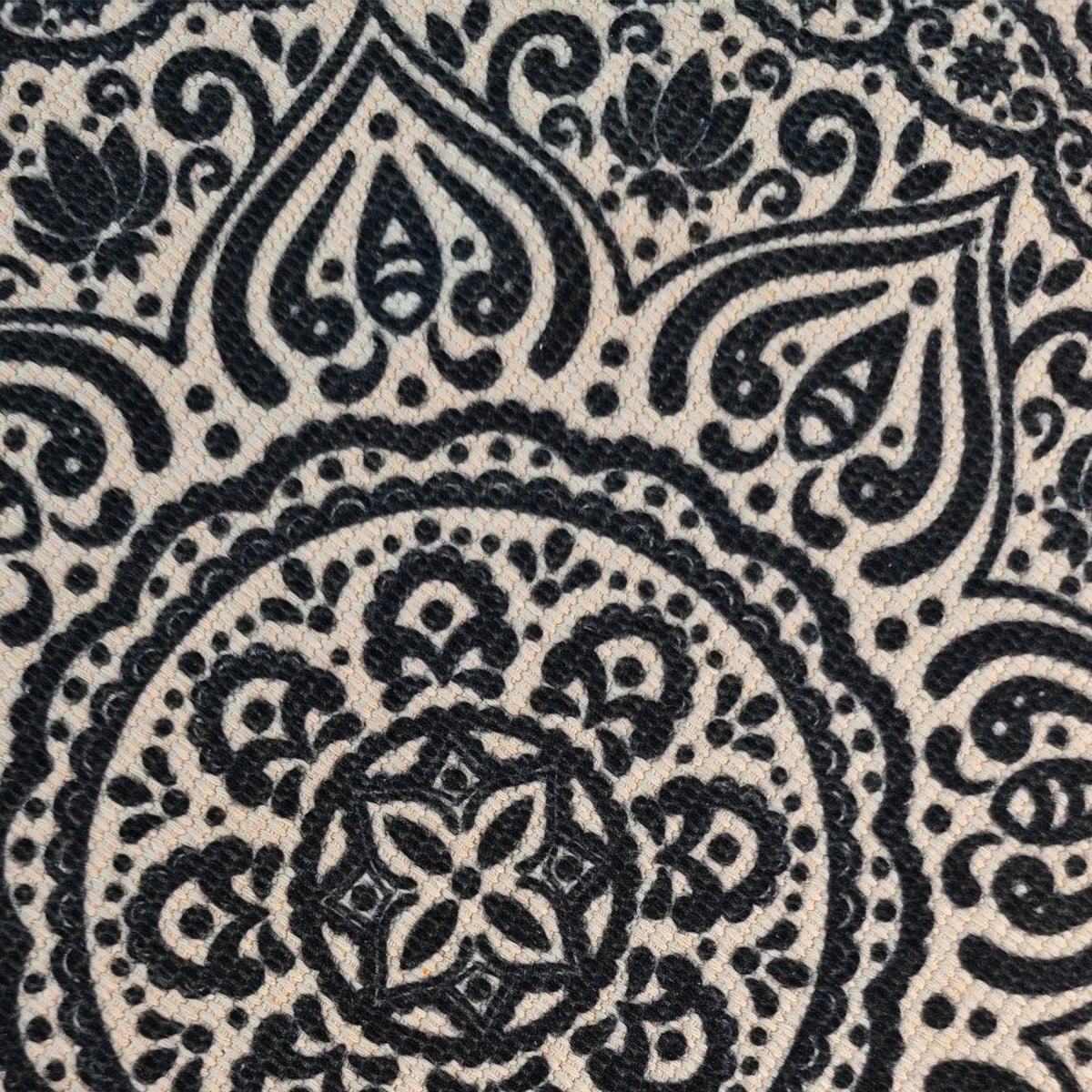Boho Rustic Round Placemat for Dinning Table with Tassels (Black Gray)