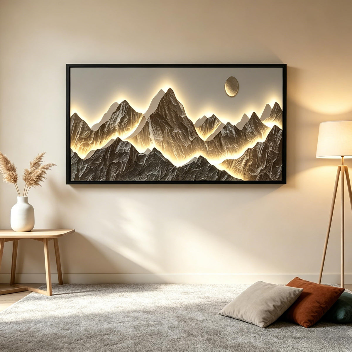 Large Framed Modern Mountain Wall Art Abstract Landscape Canvas Wall Decor (Mountain / 32"L x 16"W)