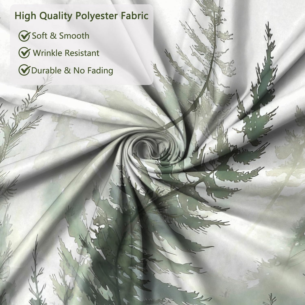 Serene Forest Landscape Shower Curtain with Hooks (Fog Forest)