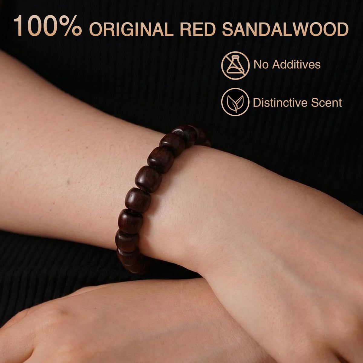 Authentic Red Sandalwood Mala Beads Bracelet for Meditation (Pure Sandalwood)