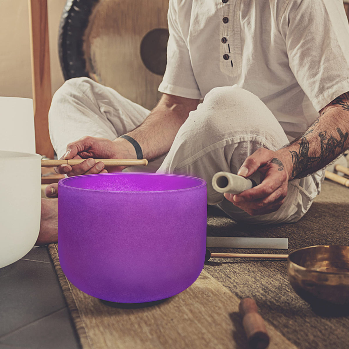8 inch 432Hz Violet A# Note Crystal Singing Bowl Pineal Chakra with Heavy Duty Carrying Case and Suede Mallet (8 inch 432Hz / 432Hz Violet A# Note)