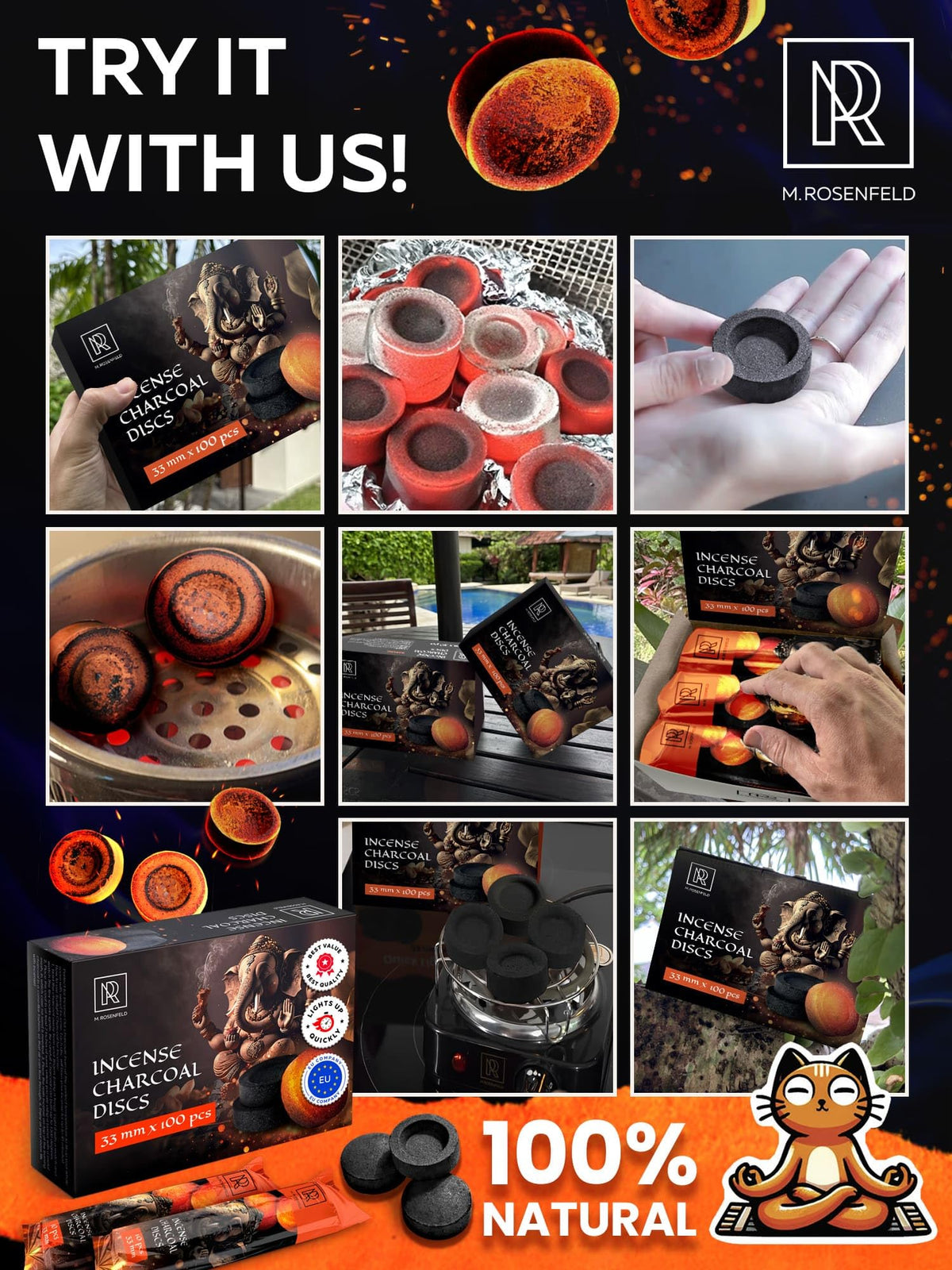 Incense Charcoal Discs (100 Charcoal Discs)