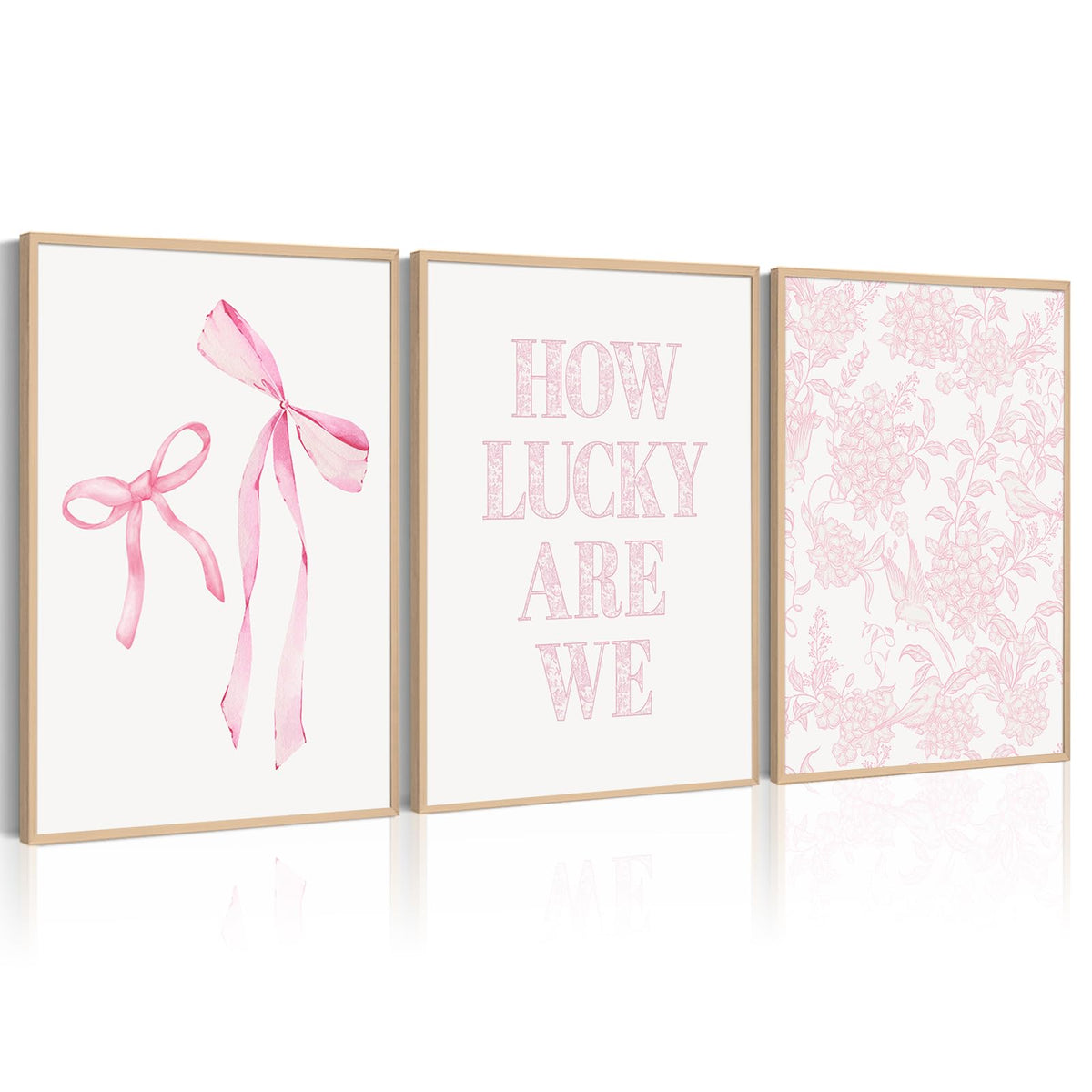 Pink Bow Floral Wall Art Preppy Aesthetic Canvas Wall Decor Trendy Coquette Posters Pink Bow Pictures Chinoiserie Flower Prints Painting for Girls Dorm College Apartment 12x16 Inch Unframed Set of 3 (Pink Art / 12x16 Inch Unframed)