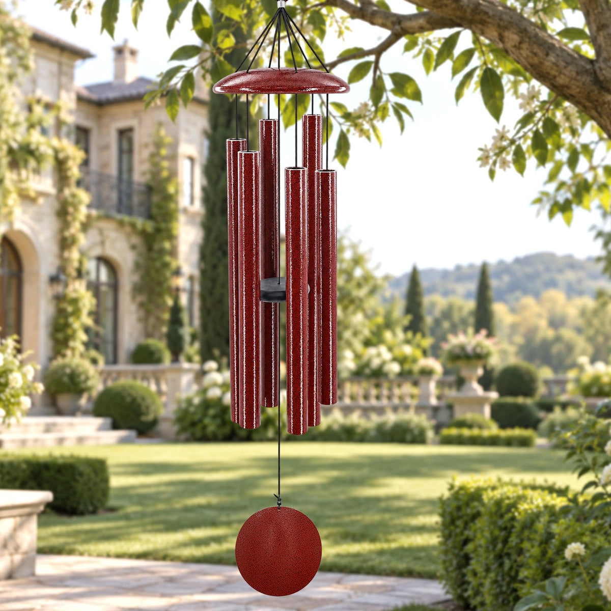 45 in Memorial Wind Chimes Large with 6 Heavy Tubes (45“Ruby Red)