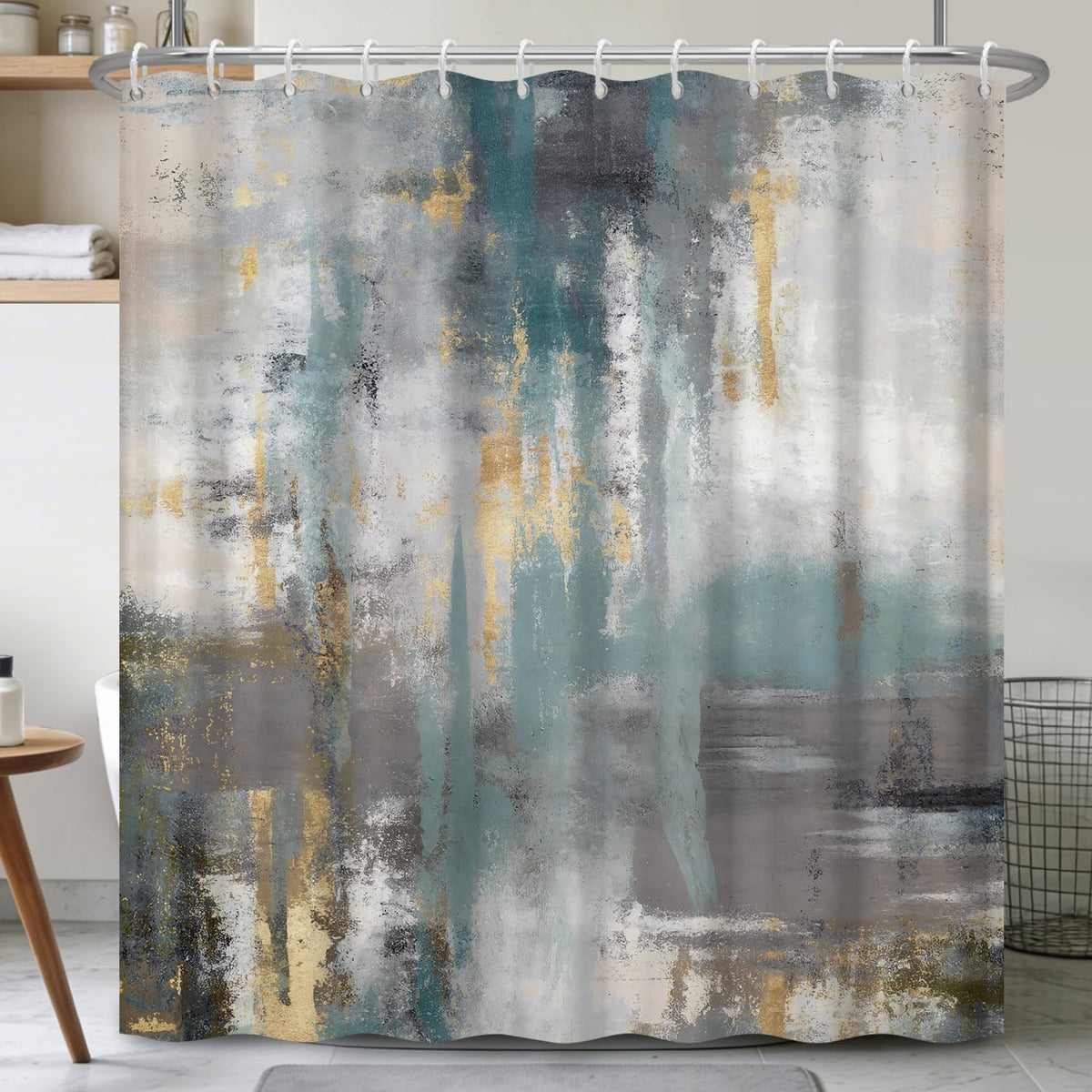 Modern Abstract Art Shower Curtain with Hooks (Abstract Art-a)