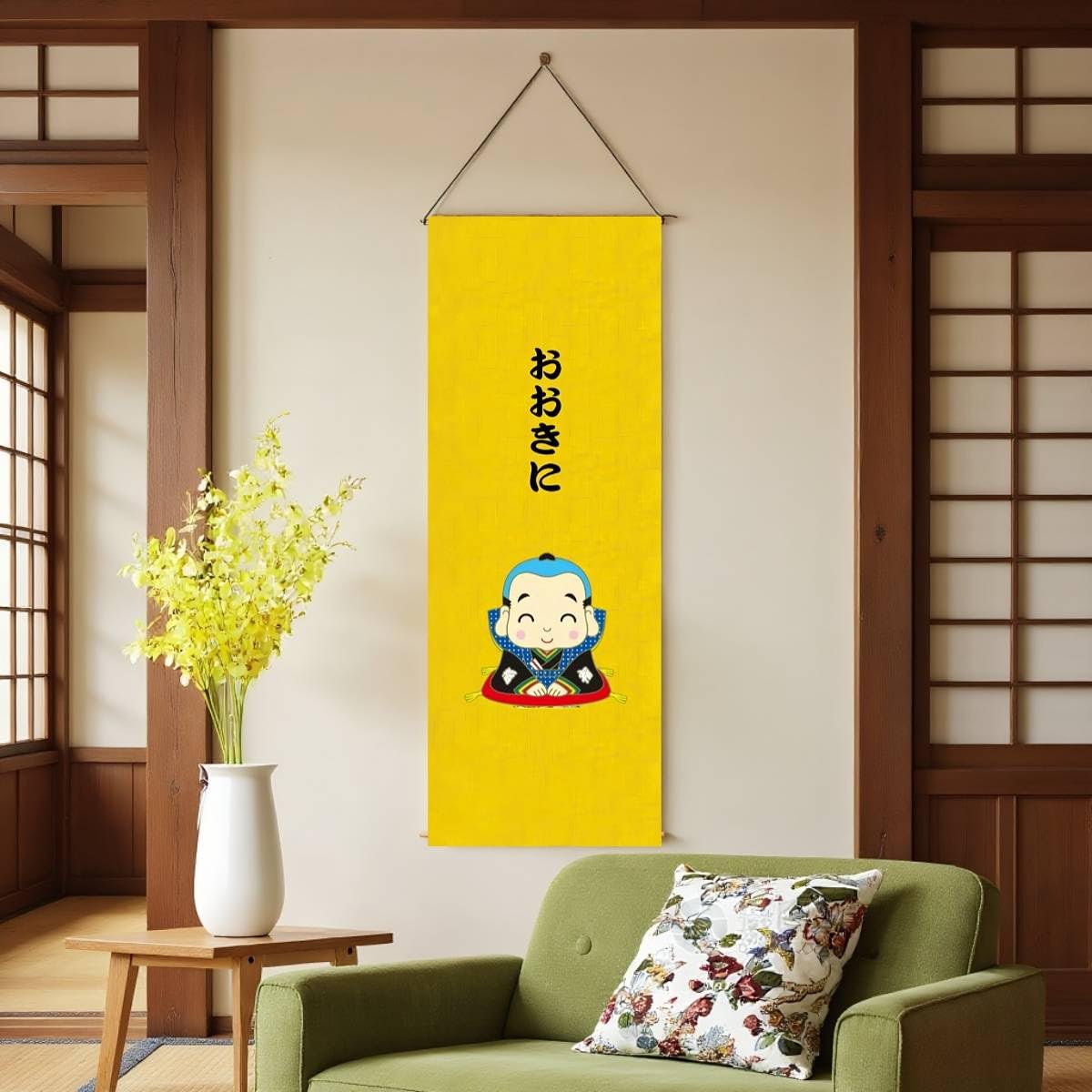 Japanese Tapestry Wall Art (The Little Monk)