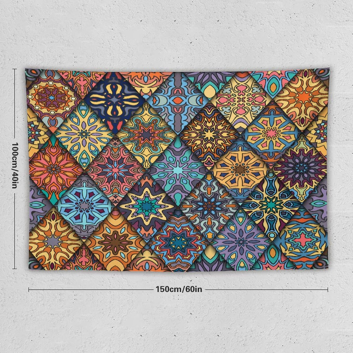 Vintage Bohemian Tapestry Wall Hanging Colorful Mandala Indian Pattern Tapestries Home Decor for Living Room Bedroom Apartment Farmhouse Dorm 40"x60" (40"L x 60"W / Mandala-26)