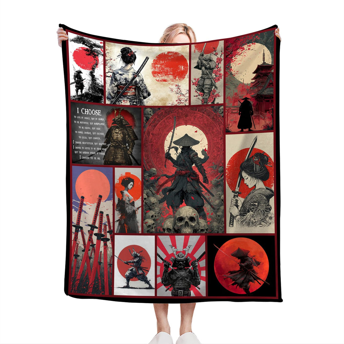 Japanese Samurai Throw Blanket (50"x60" / Japanese)