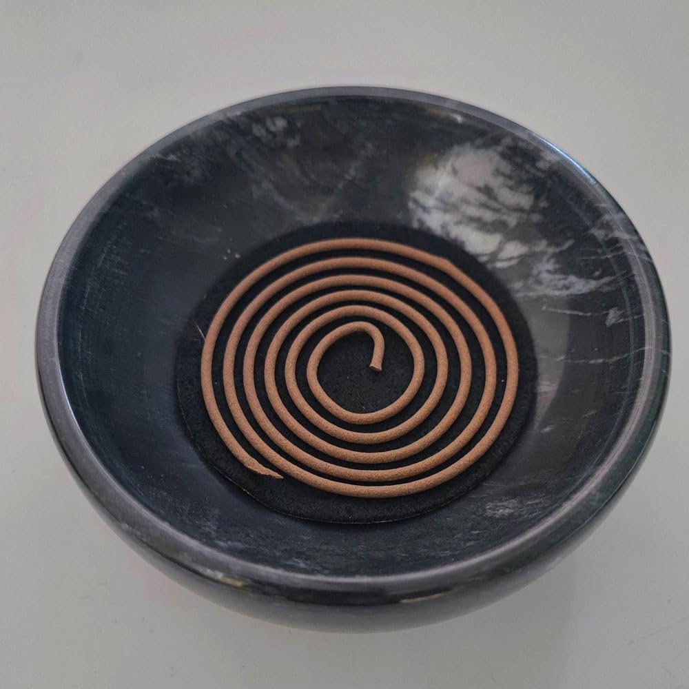 Handmade Natural Marble Incense Holder 9 Hole Design Ash Catcher Tray for Incense Sticks (Black)