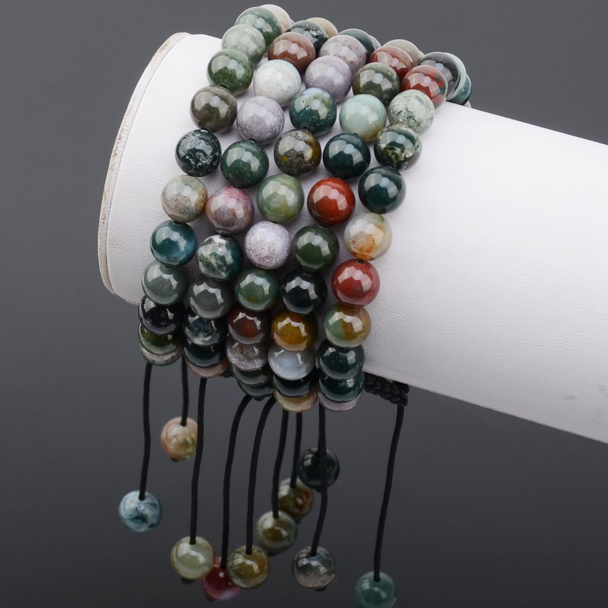 Men Women Natural Indian Agate Braided Macrame Bracelet 6mm Crystal Healing (Indian Agate / 6mm)