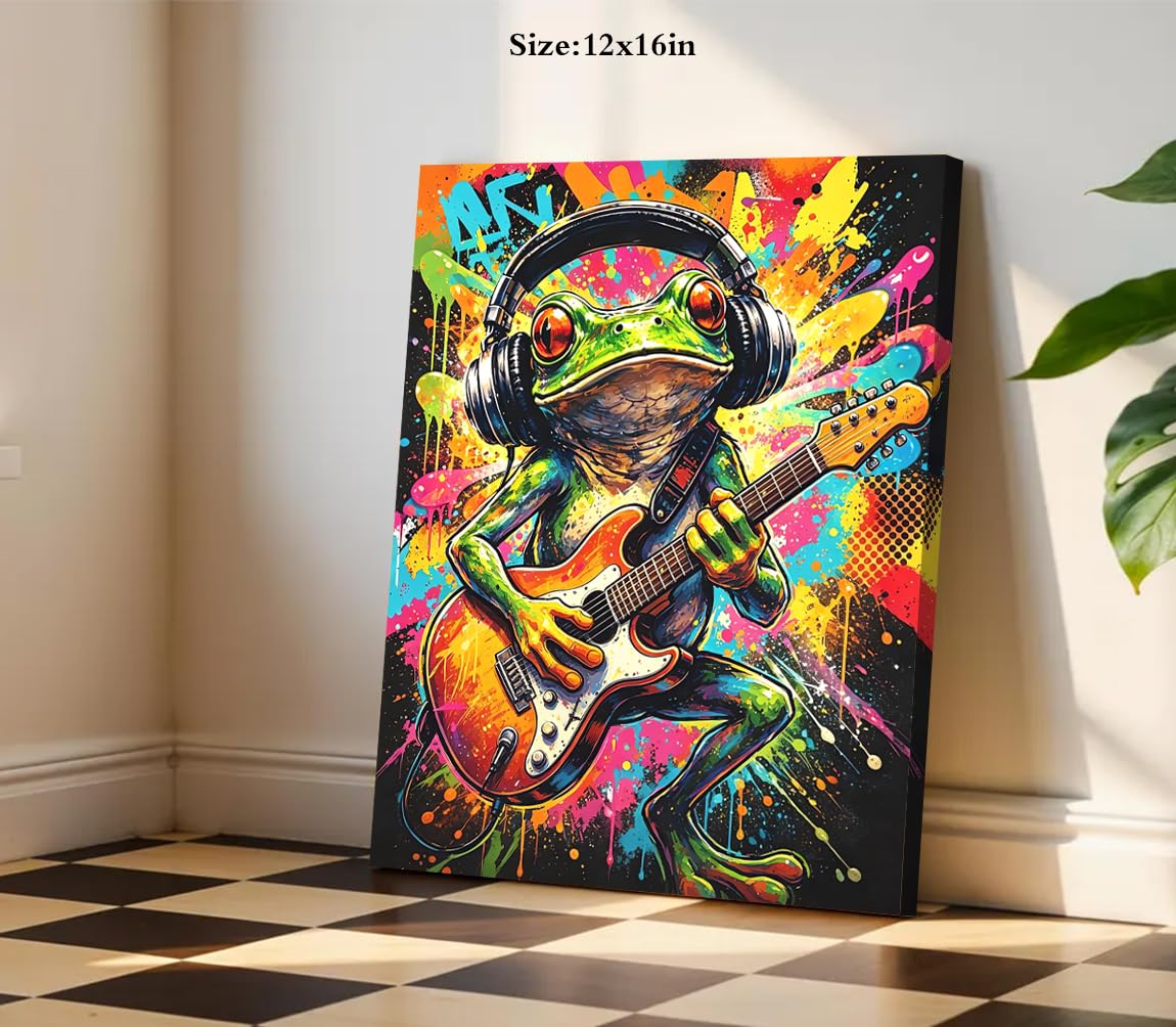 Graffiti Animals Playing Music Canvas Wall Art Funny Frog Pictures Wall Art (Graffiti Canvas Prints Funny Frog Wall Art)