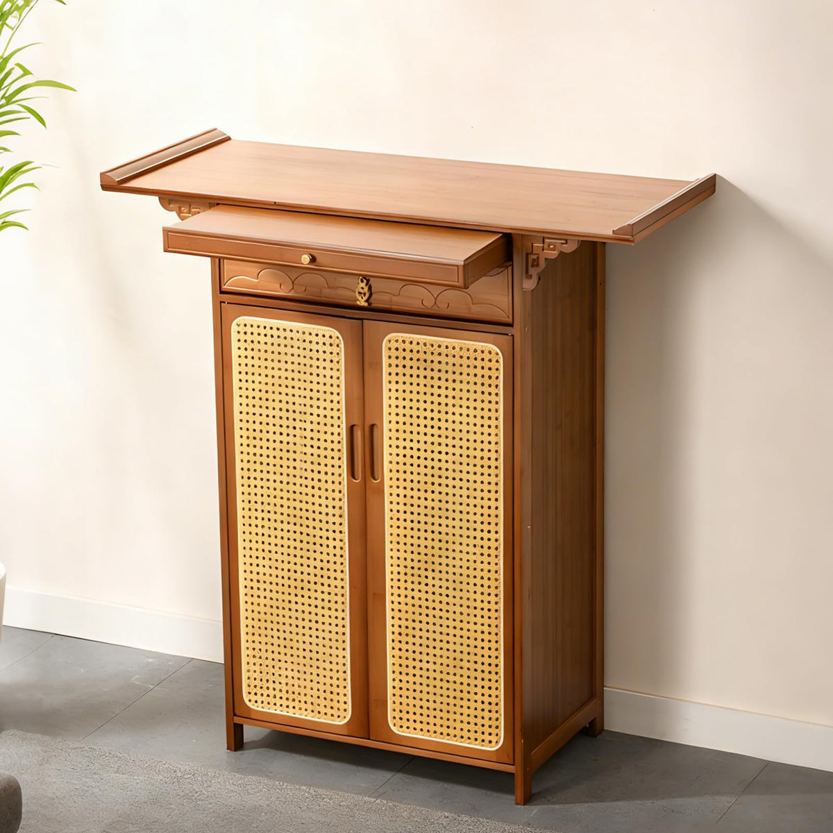Bamboo Altar Table (31.5 / without Elevated Platform / Tea-tone Brown)