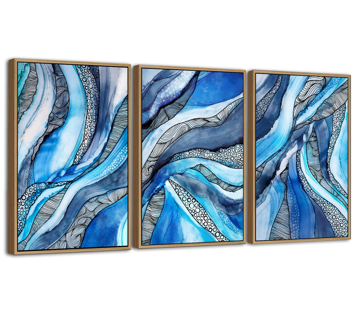 Blue Abstract Framed Wall Art (Blue Abstract Shapes / 24"L x 16"W)