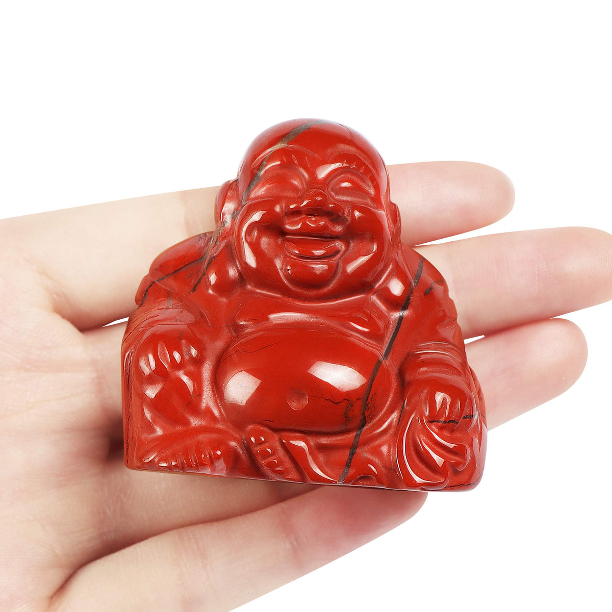 2" Red Jasper Crystal Laughing Buddha Statue (Red Jasper)