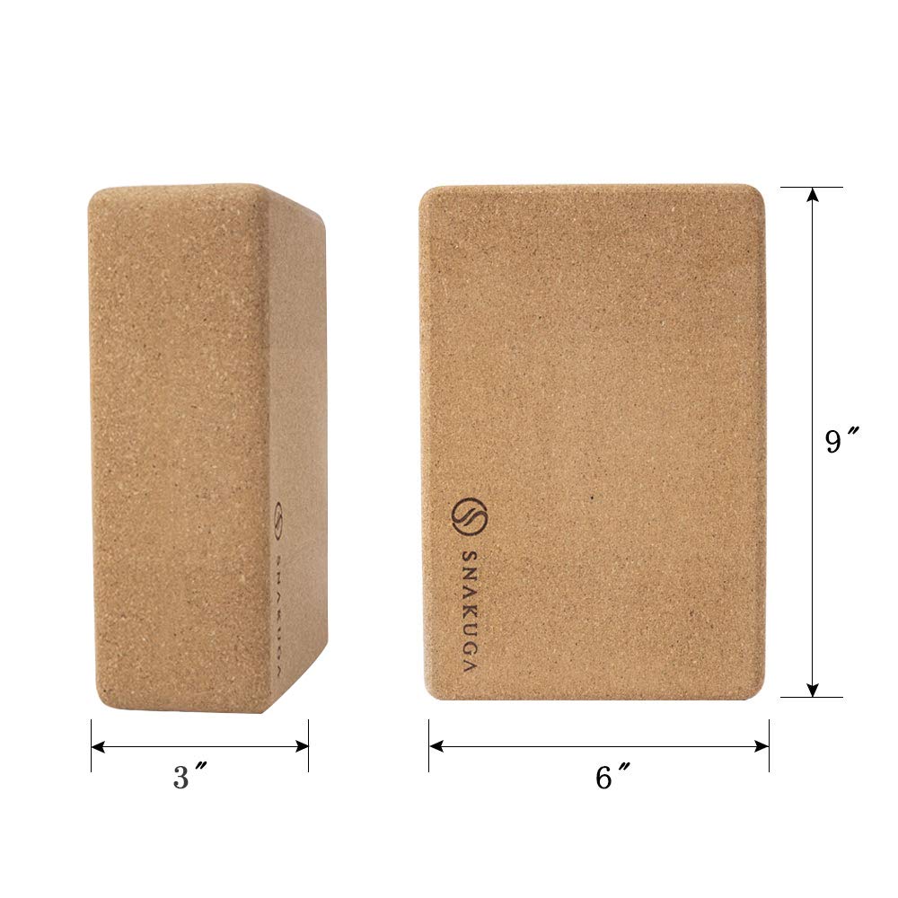 Cork Yoga Block 2 Pack for Pilates 9"x6"x3" Non