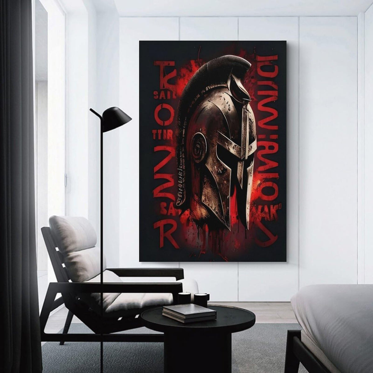 Spartan Strong Warrior Helmet Red Black Motivational Fitness Canvas Printing Wall Art Prints Wall Decor Posters Modern Gym Bedroom Living Room Office Man Cave Aesthetic 08x12inch (style-17 / 08x12inch(20x30cm) Unframe)