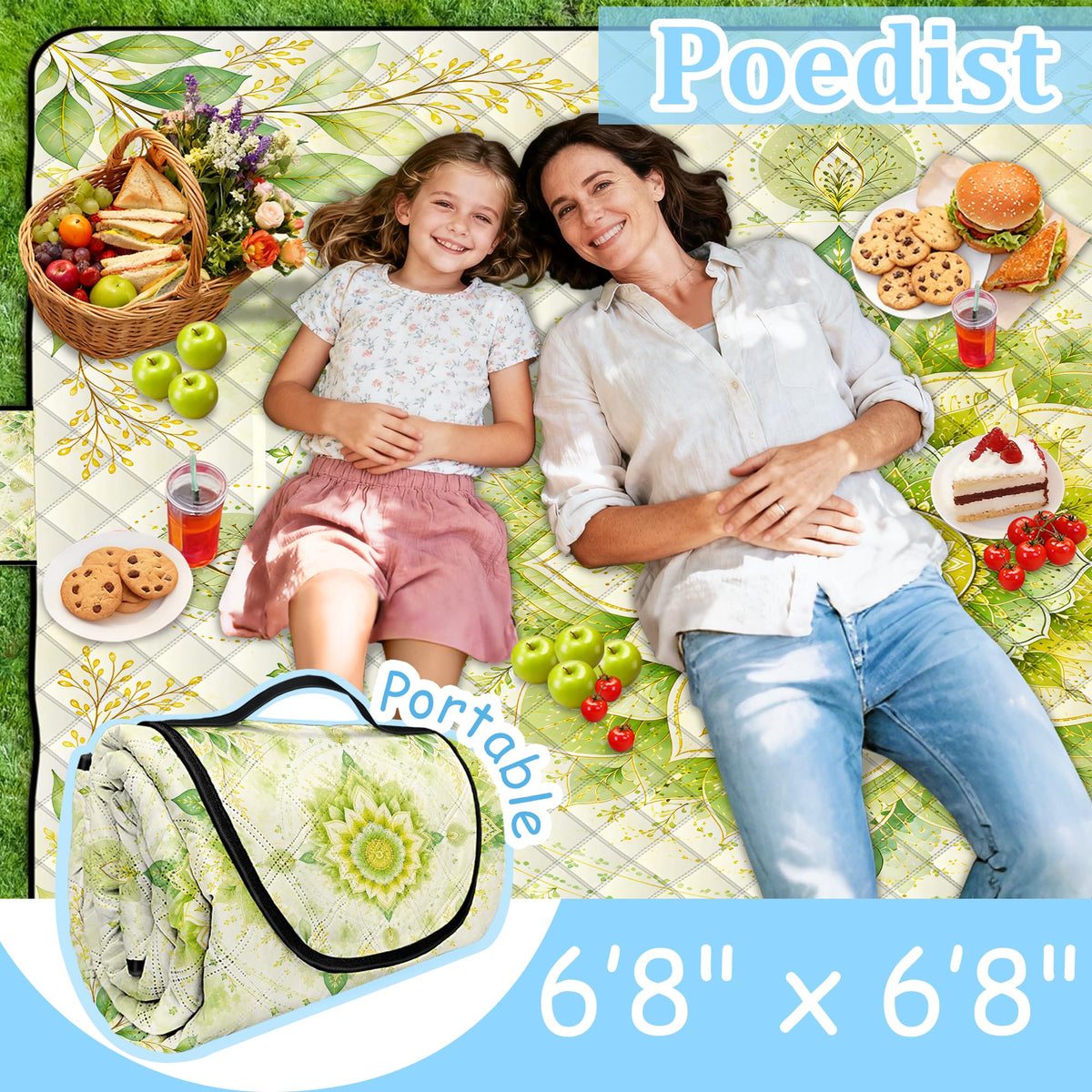 Extra Large Picnic Blanket Waterproof (Green)