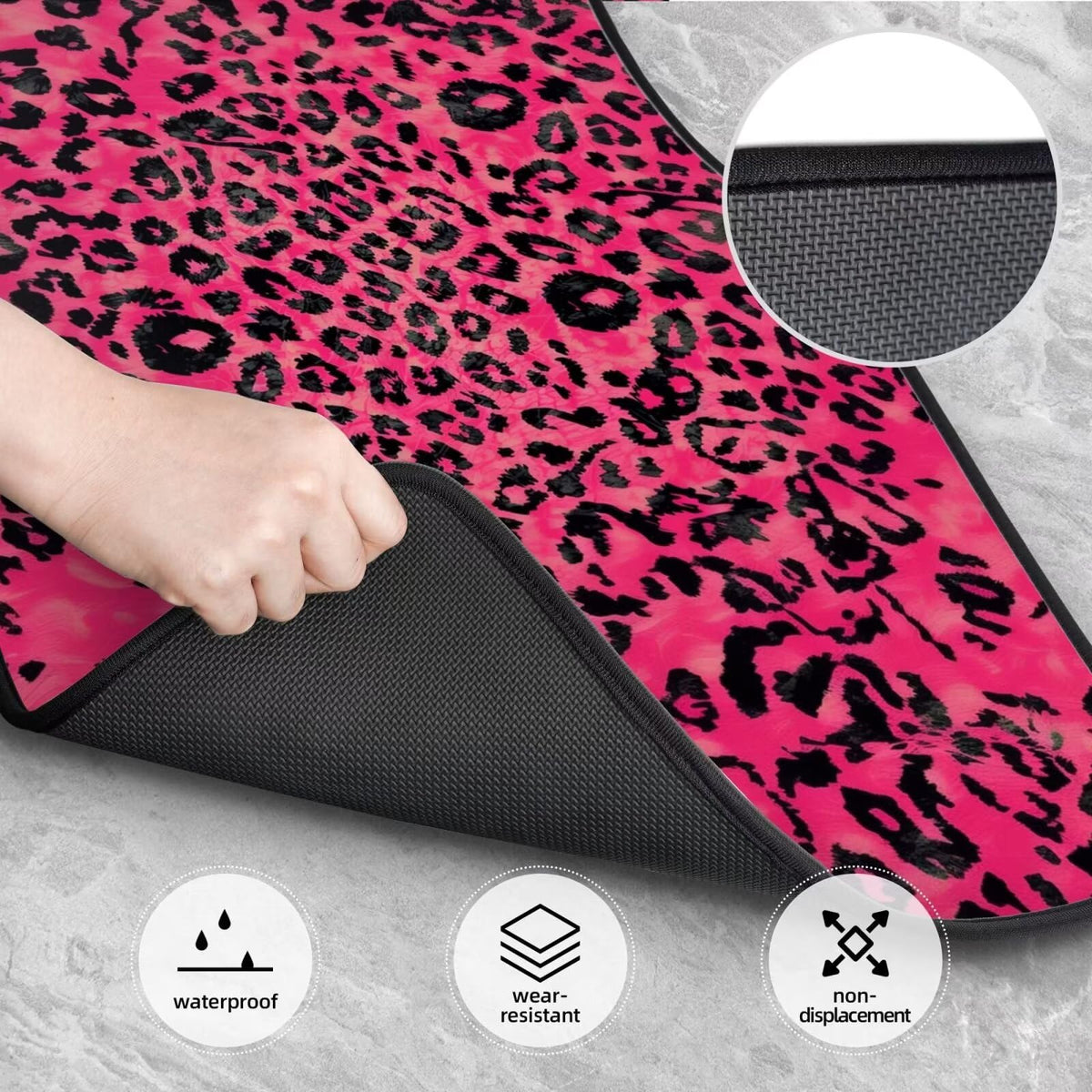 Red Leopard Print Car Floor Mats Set of Cheetah Skin Pattern Car Carpets Mats Universal Fit for Car SUV Truck Van Car Floor Rugs Full Set for Front Rear Foot Mats Car Accessories (Red Leopard)