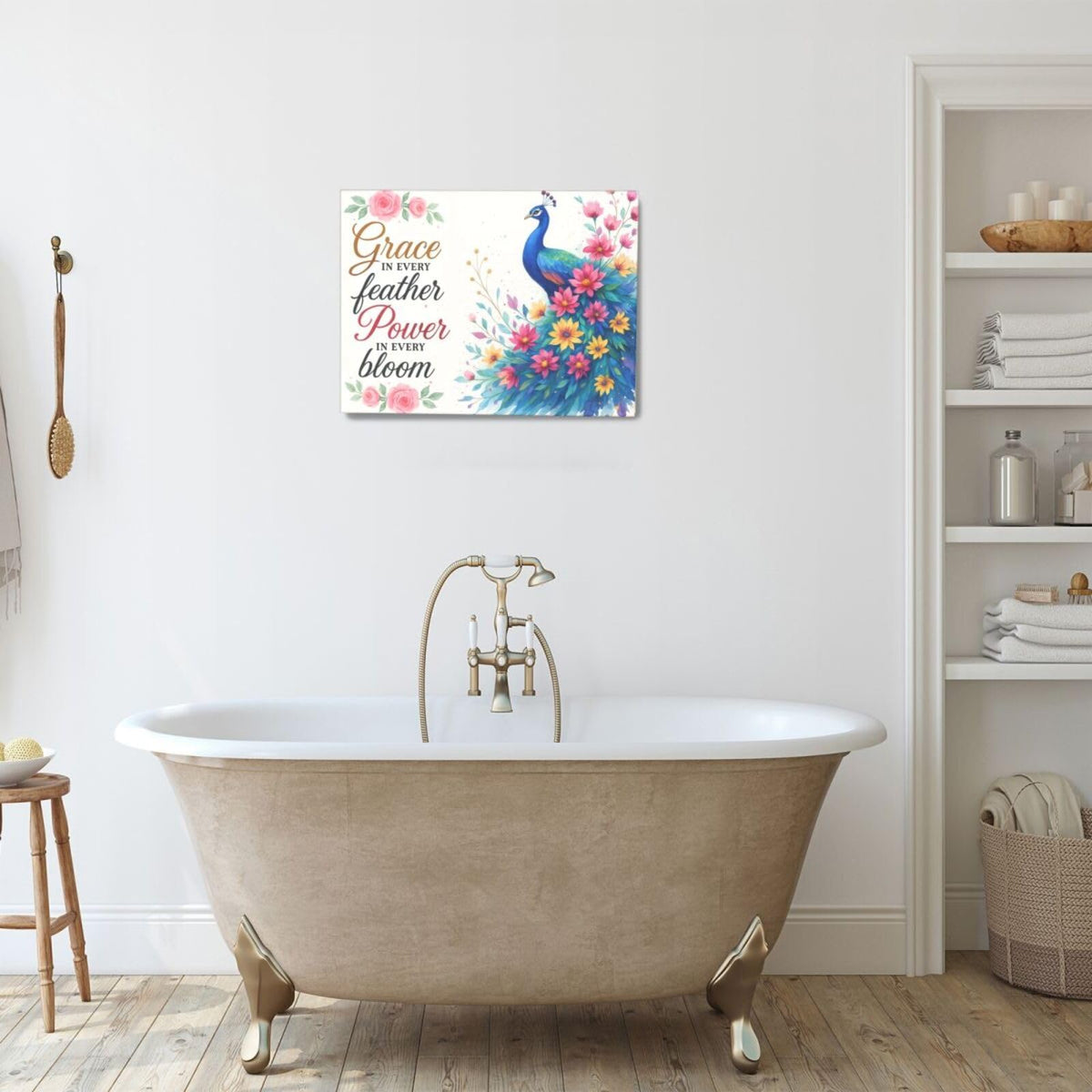 Peacock Wall Art Elegant Peacock Wall Decor Inspirational Canvas Print Painting Pictures Motivational Artwork Framed Decorations Gifts for Women girls Bedroom Bathroom Living Room Office 12"x16" (Peacock / 16"L x 12"W)