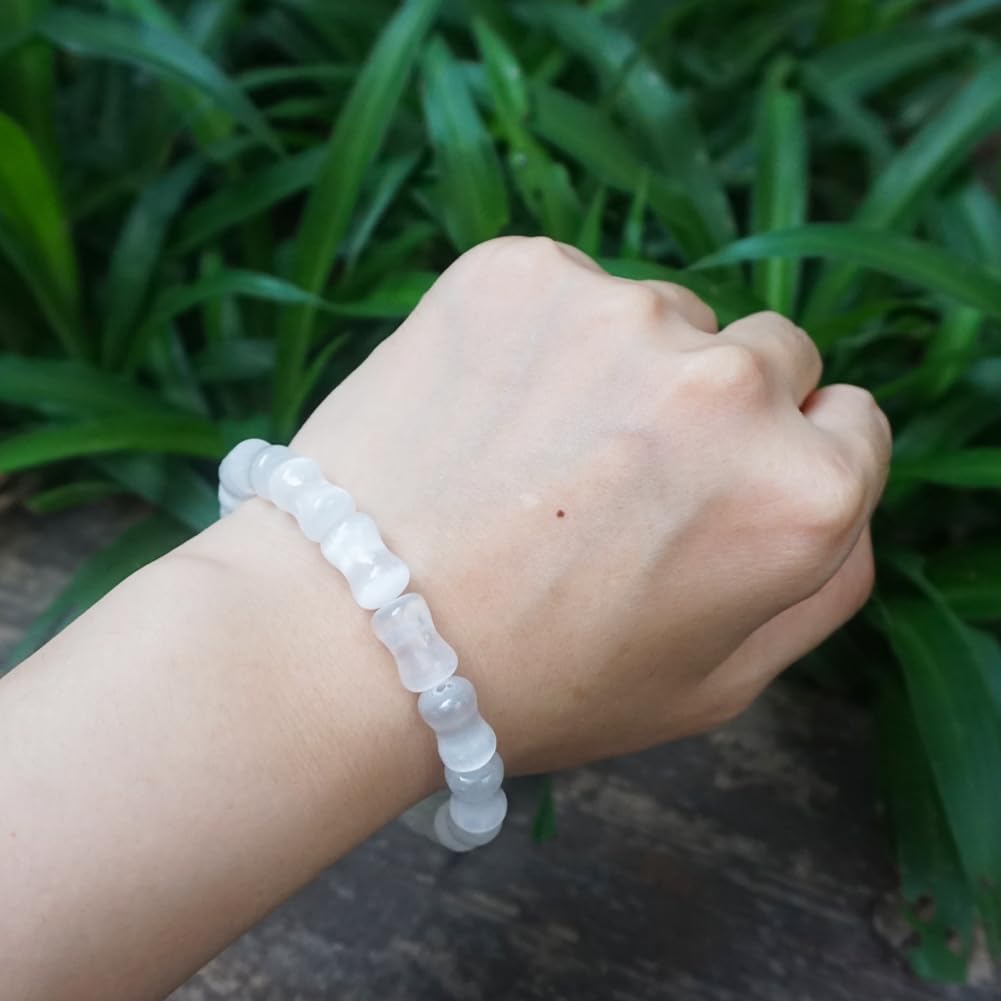 8mm Selenite Bracelet White Bamboo Shaped (8mm Selenite Bracelet White Bamboo-Shaped)