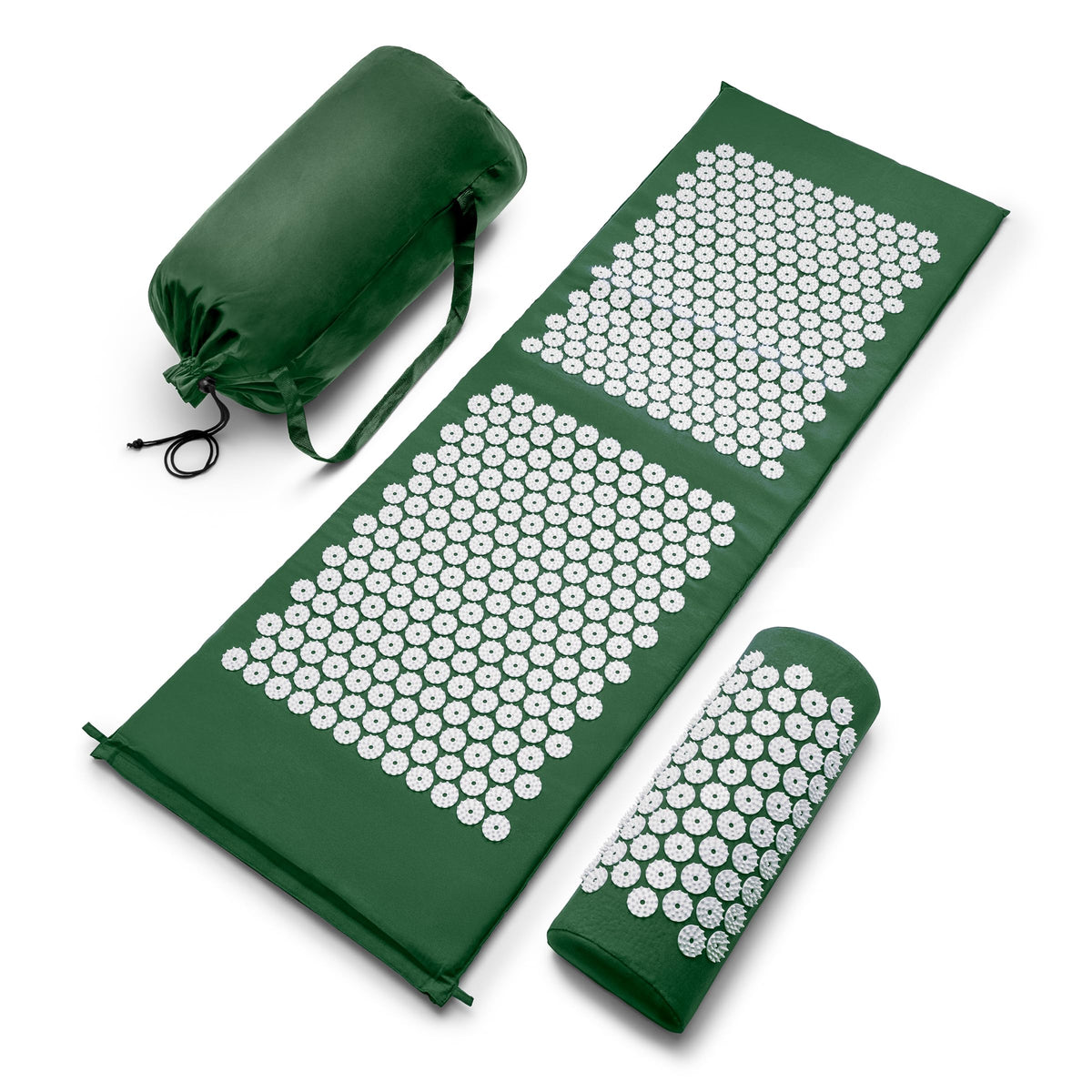 Sivan Acupressure Mat & Pillow Set for Back & Neck (Green/White / XL)