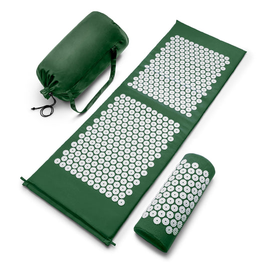 Sivan Acupressure Mat & Pillow Set for Back & Neck (Green/White / XL)