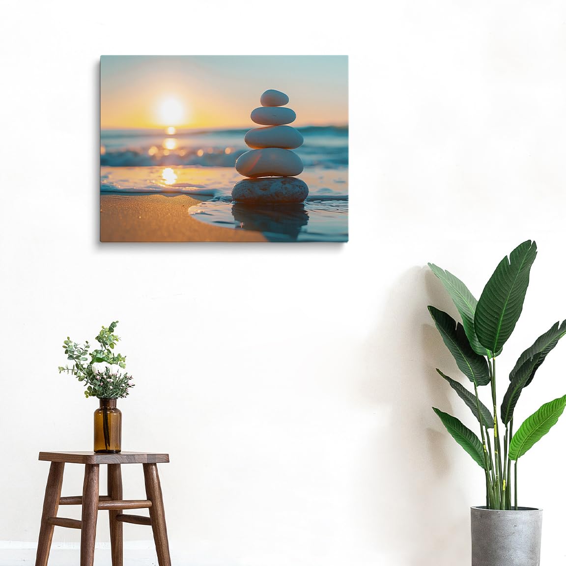Zen Ocean Sunset Wall Art (Wood Framed-1 / 20"L x 30"W)
