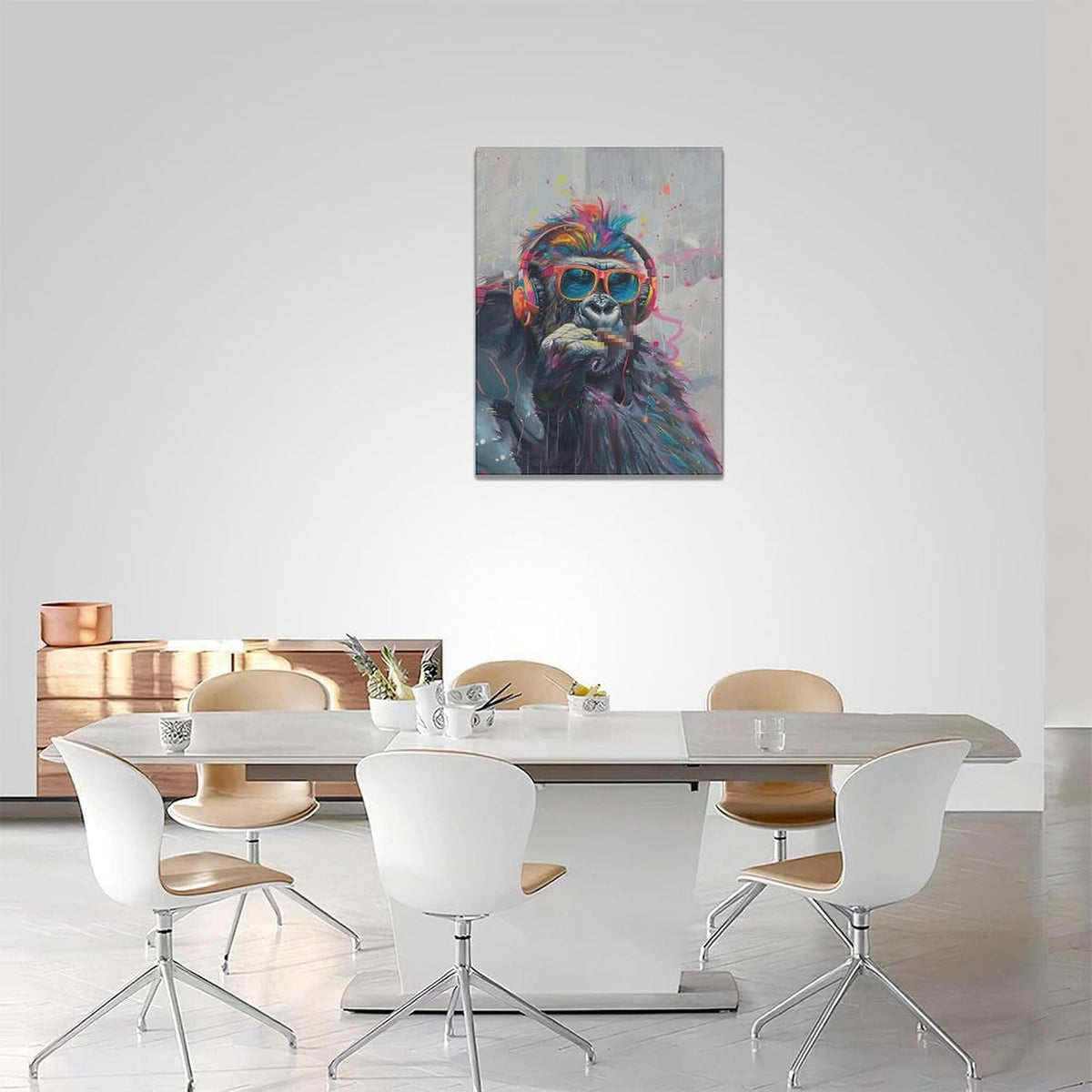 Banksy Monkey Wall Art Funny Gorilla Pictures Monkey Canvas Wall Decor Gorilla Painting Pop Home Modern Artwork Decorations Framed for Living Room Bedroom Bathroom Office 16 x 24 inch (24"L x 16"W / Monkey)