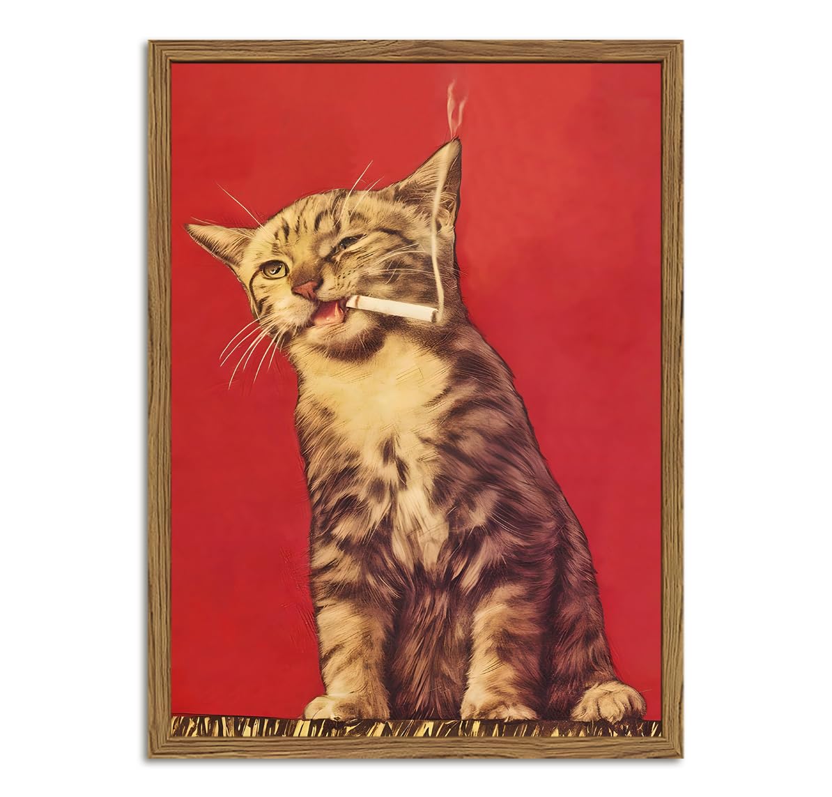 Vintage Tuxedo Cat Wall Art Funny Cat Wall Decor Painting (Animal-I / 16"L x 12"W)