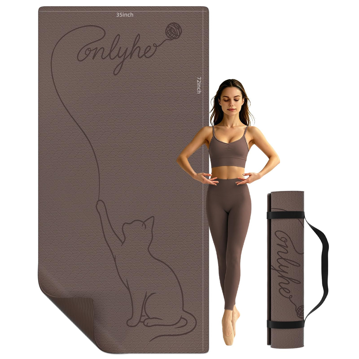 Extra Large Yoga Mat 10mm Thick (Light brown + Dark brown)