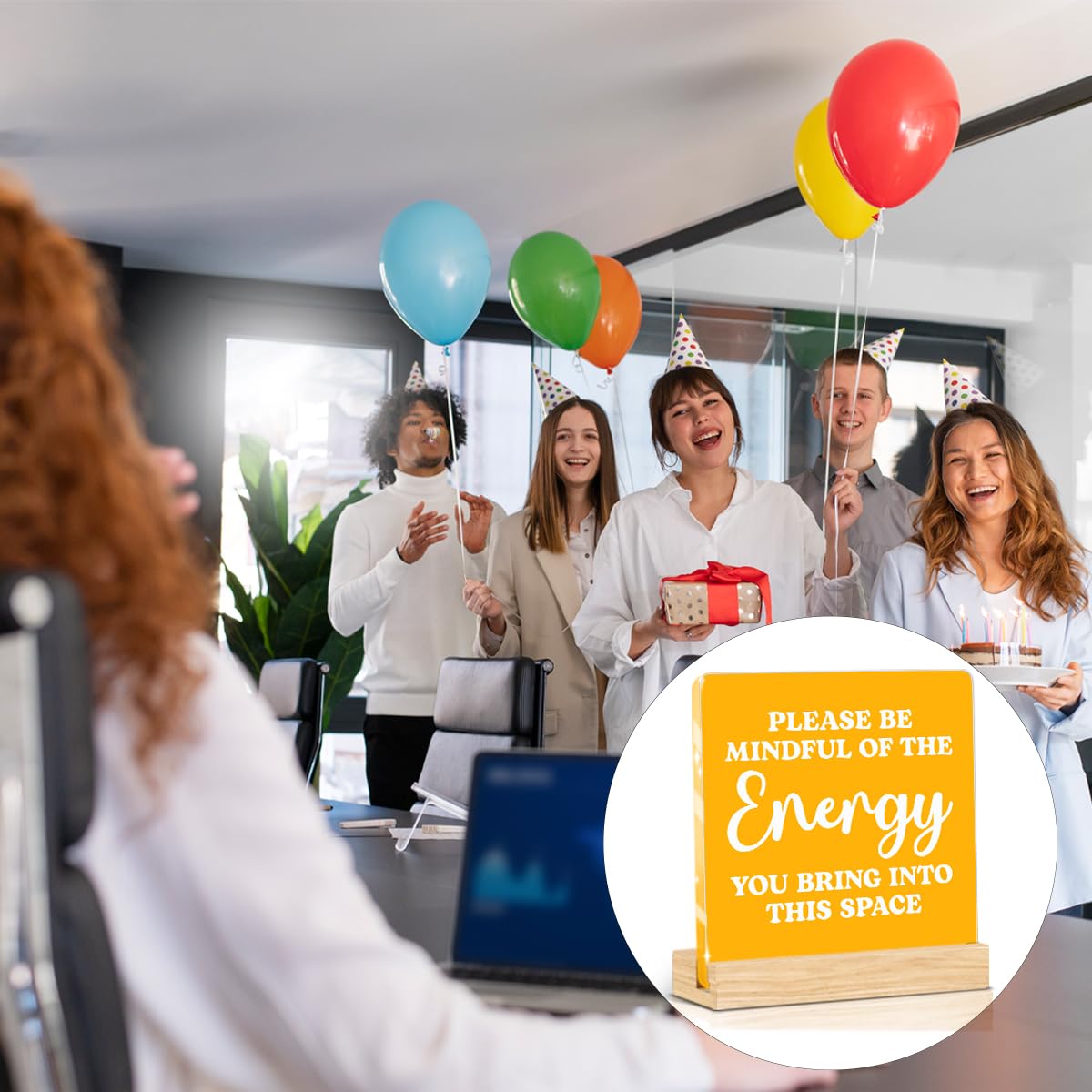 Yellow Room Decor Zee Decor Spiritual Acrylic Motivational Gifts (Yellow Please Be Mindful Of The Energy You Bring Into This Space)