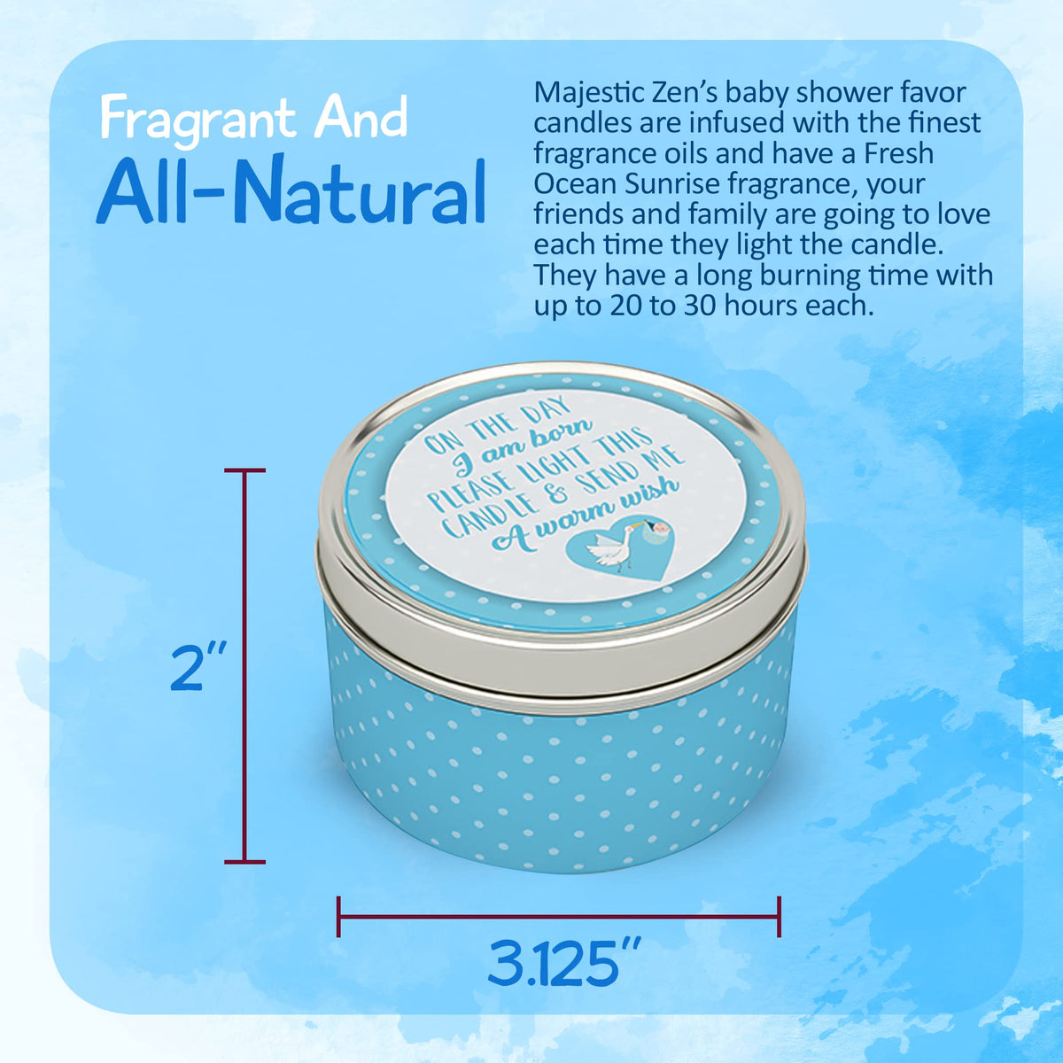 Baby Shower Candle Favors Gift Set (Blue-1-9pk)