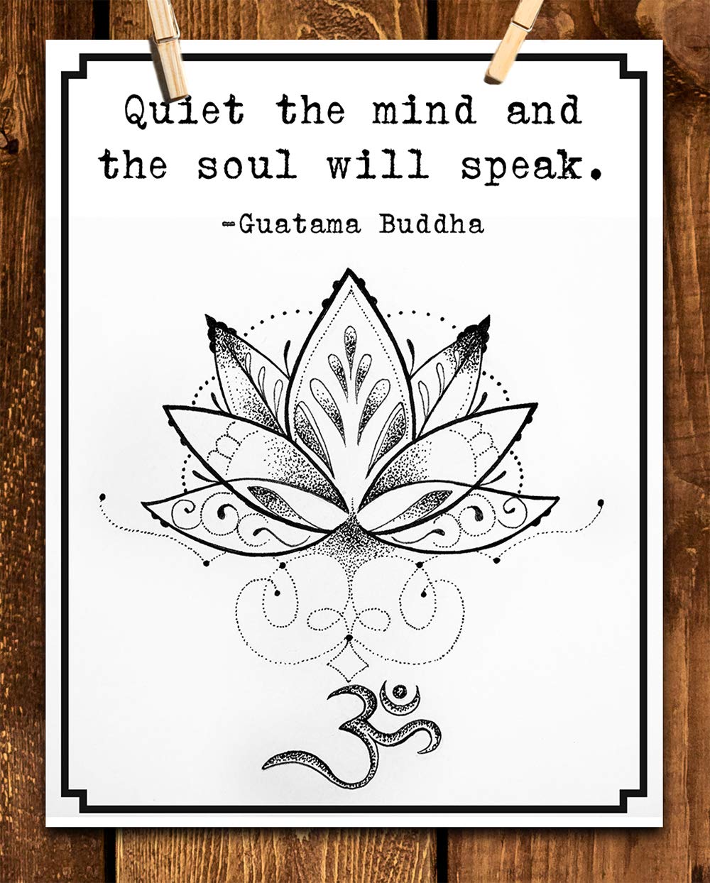 Buddha Inspirational Spiritual Quotes Wall Art Decor (Soul will speak | Lotus)