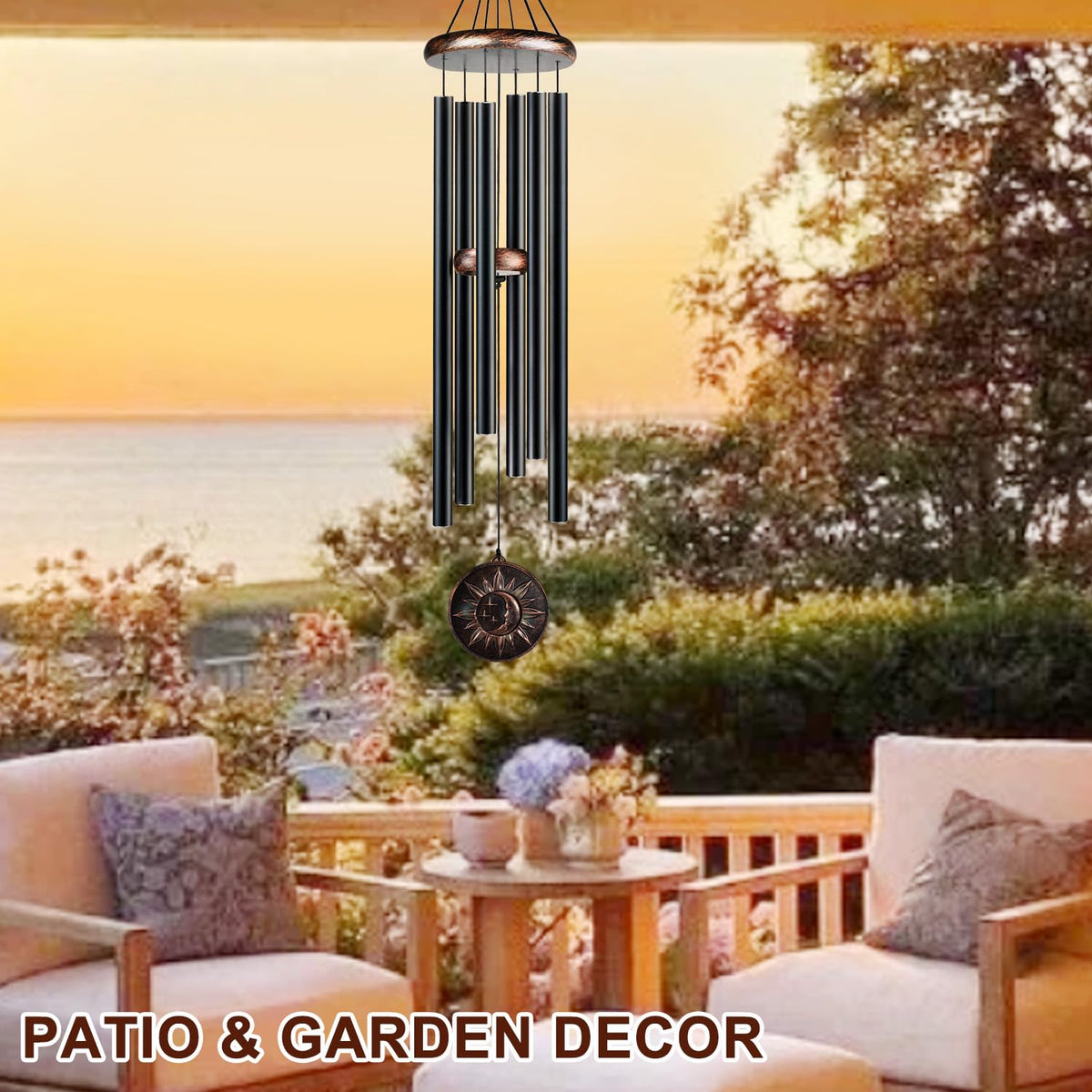 48" Large Wind Chimes for Outside (48" Sun Moon Star)