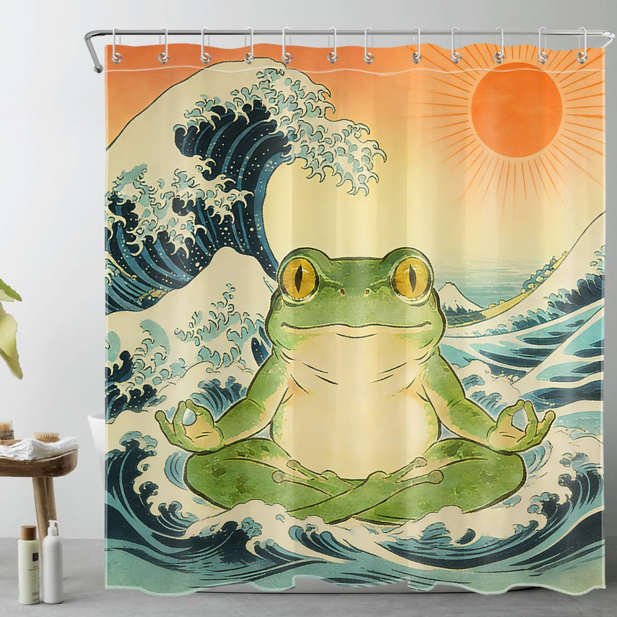 Funny Frog Shower Curtain for Bathroom (Green / 72"W x 78"L (Pack of 1))