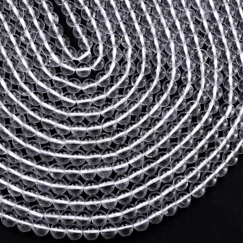 116 Pcs Clear Quartz Beads for Jewelry Making 6 MM Clear Quartz Gemstones Loose Stone Beads (Clear Quartz / 6MM, 116-120pcs)