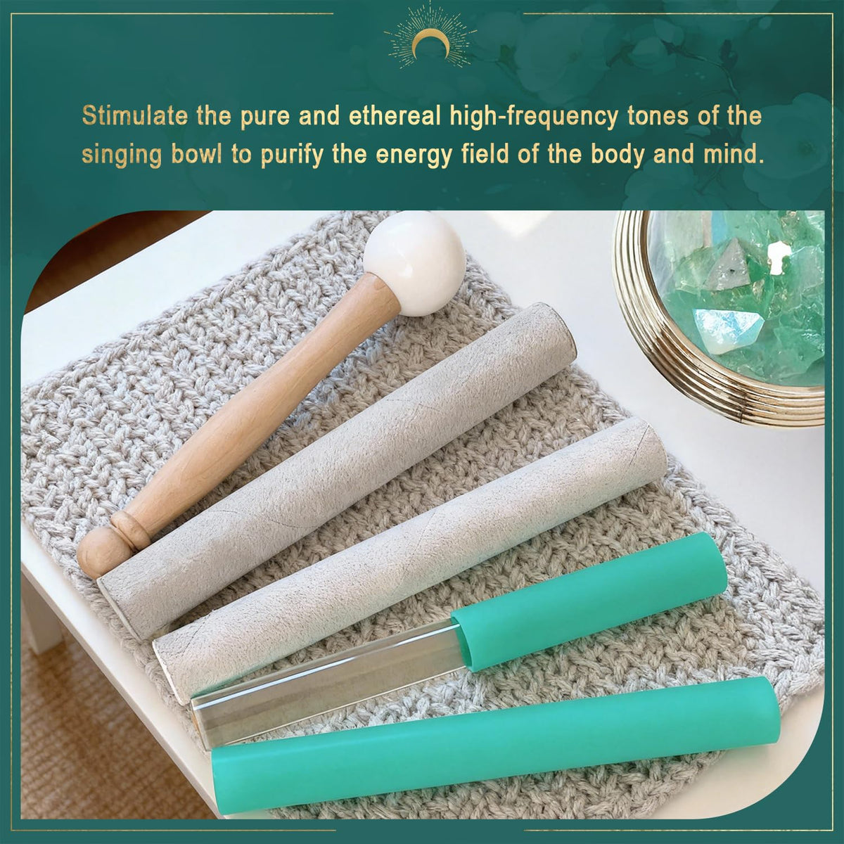 5 Pcs Singing Bowl Mallet Set (Green)