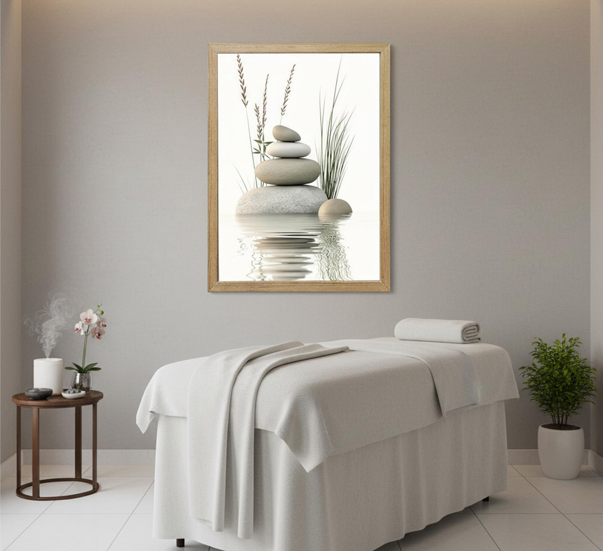 Framed Zen Stone Canvas Wall Art (Framed Zen / 36"L x 24"W)