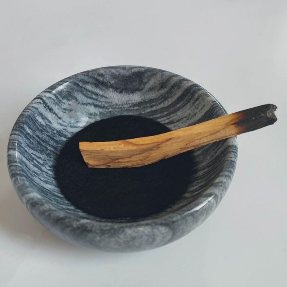 Natural Stone Incense Holder 9 Hole Design Ash Catcher Tray for Incense (Gray)