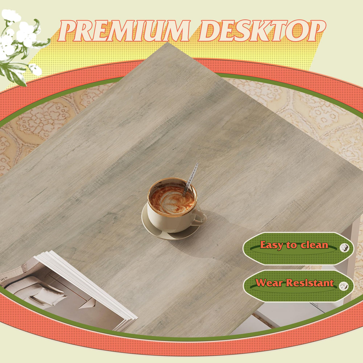 Farmhouse Coffee Table for Living Room (Natural White)