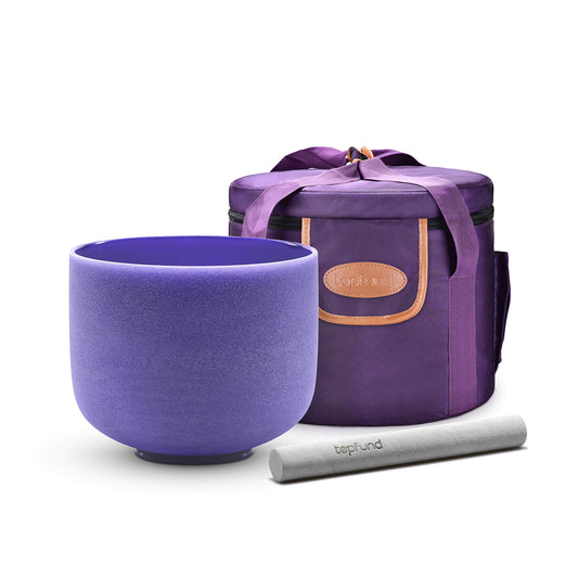 440Hz Violet A# Note Crystal Singing Bowl Pineal Chakra 8 inch with Heavy Duty Carrying Case and Suede Mallet (8 inch / 440Hz Violet A# Note)