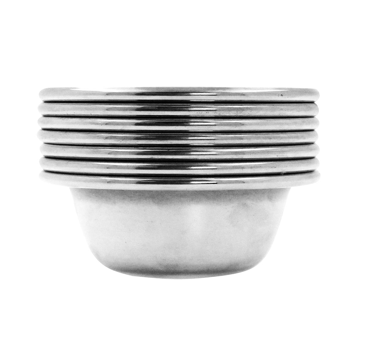3.5 Inches Silver Tone Set of 7 Tibetan Water Offering Bowls (Silver Tone / 3.5 Inches)