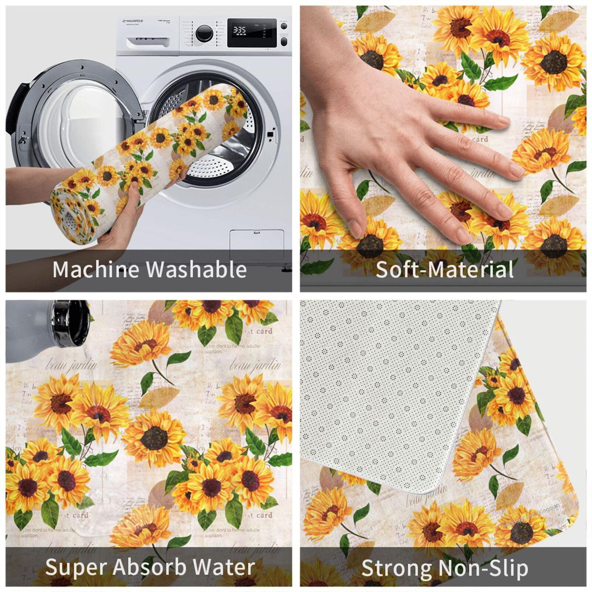 Sunflowers Bath Mat Non (1'8" x 2'8" (Rectangular) / Sunflowers)