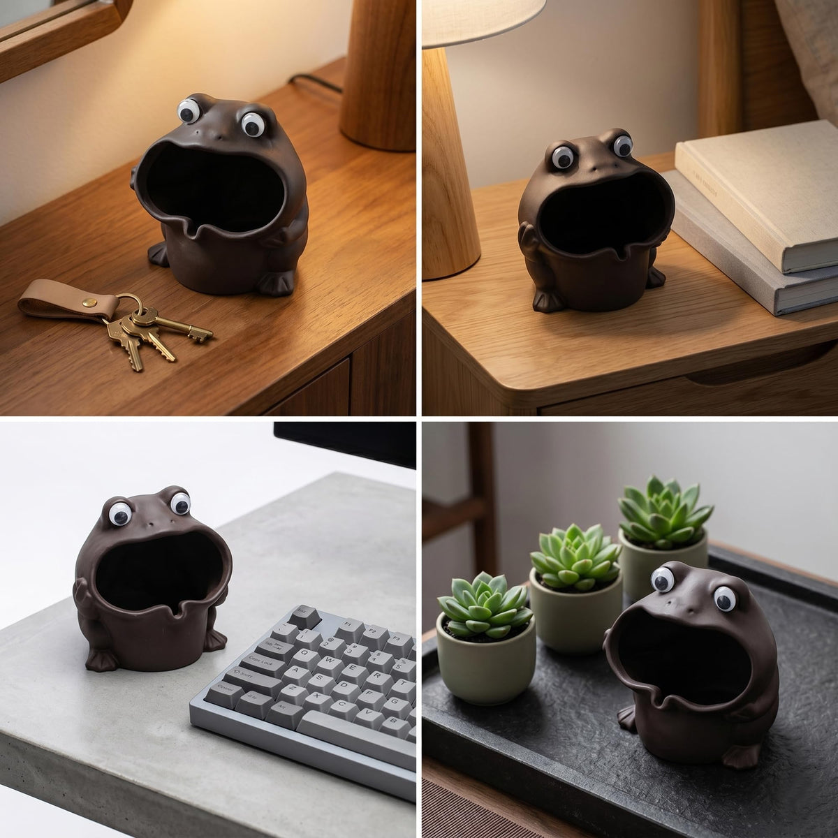 Premium Zisha Frog Aquarium Cave (Matte Dark Cocoa)