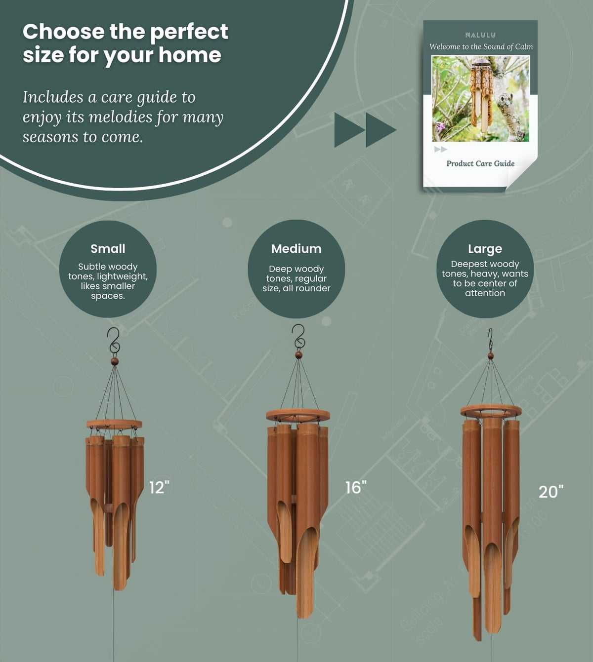 Classic Bamboo Wind Chimes (Small 35")