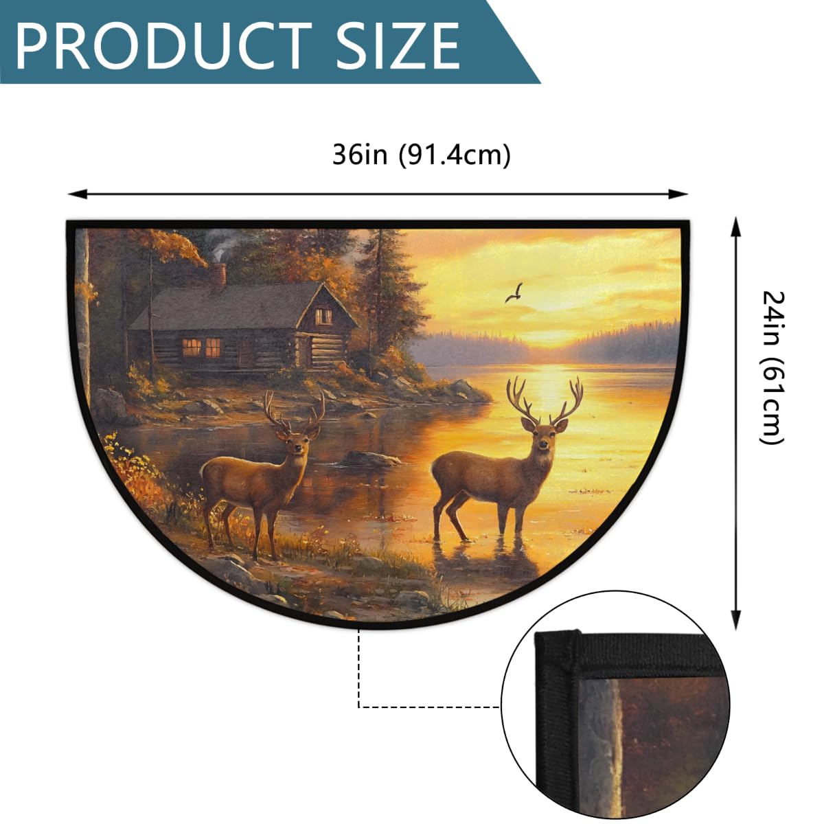 Front Door Mat Indoor Outdoor Entrance (D-03 Autumn Deer Forest Sunset)