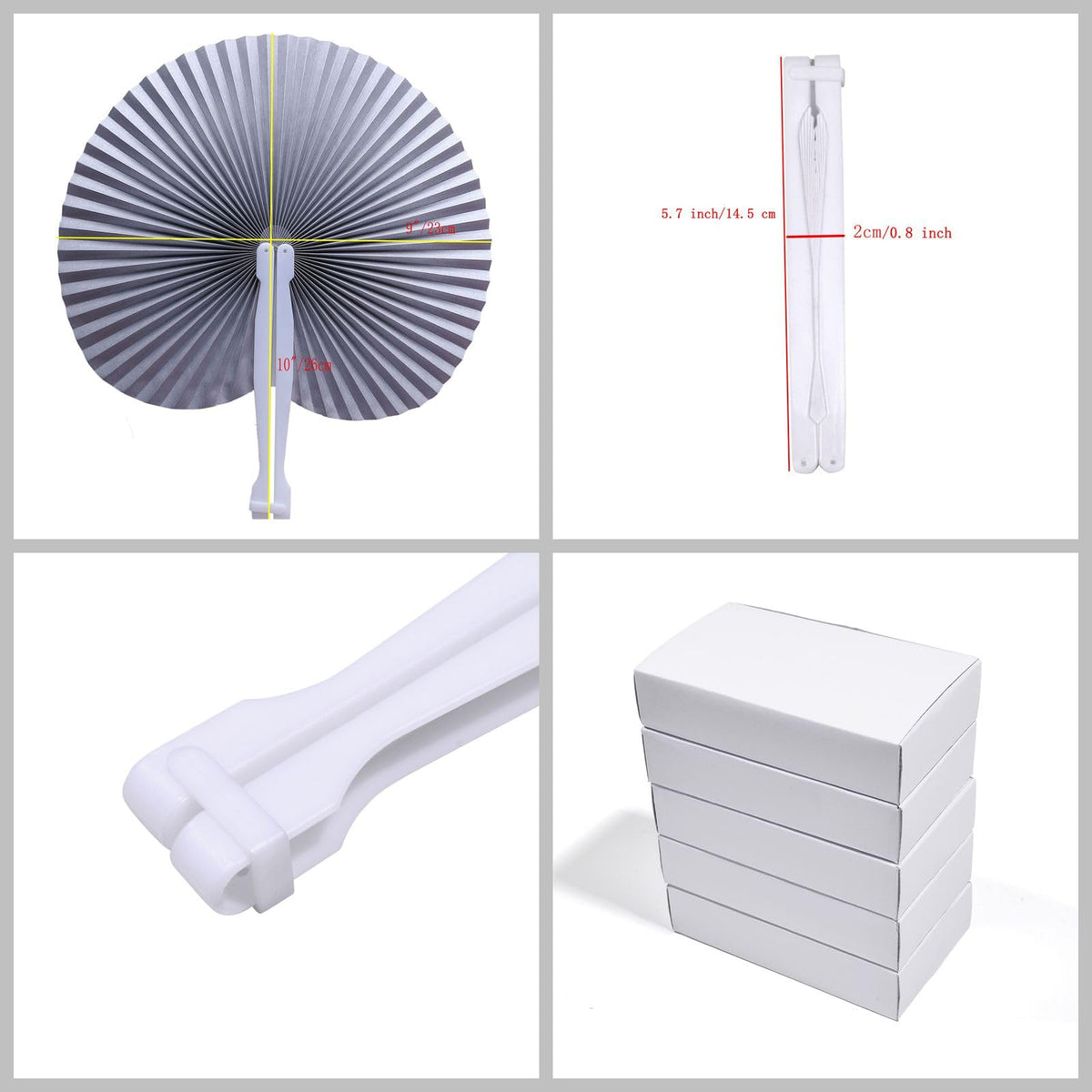 20 Pieces Silver Round Paper Fans (Silver / 20 PCS)