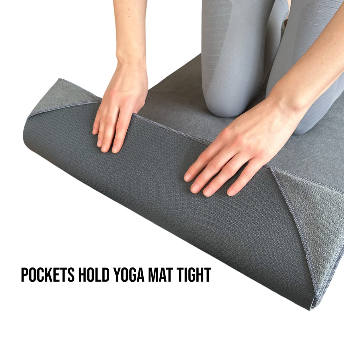 Yoga Towel Non Slip Hot Yoga Mat Towel with Corner Pockets (Purple)
