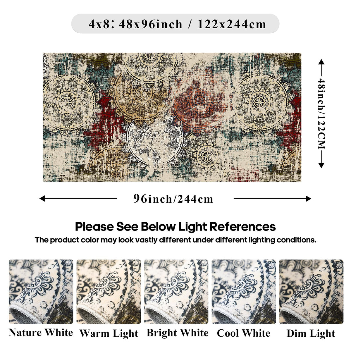 Modern Abstract 4x8 Runner Rug (Red/Green/Multi / 4' x 8' (Rectangular))