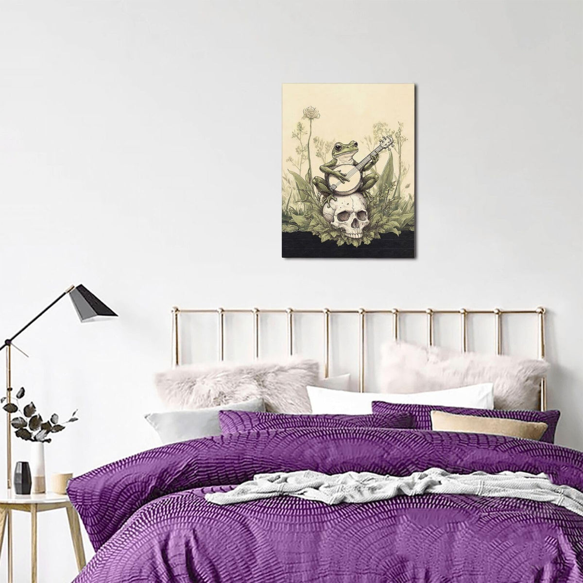 Frog Canvas Wall Art Rustic Skull Print Painting Framed ArtWork 16"x24" (Forg / 24"L x 16"W)